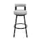 Armen Living Lynof Swivel Counter Stool in Black Metal with Light Gray Faux Leather 840254335431 - alternate 6
